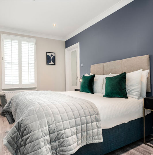 Interior bed design at The Classic Apartment at The Regent Cambridge City Centre